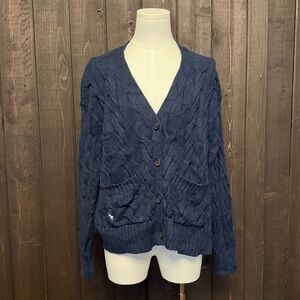 Polo by Ralph Lauren Navy Cable Knit Button-Front Cardigan